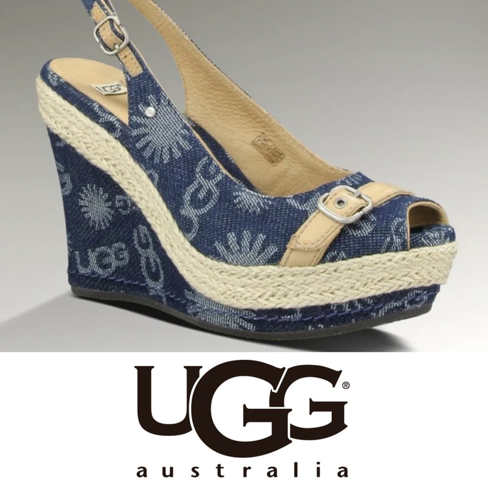 UGG Noella Signature Denim Wedge Sandals